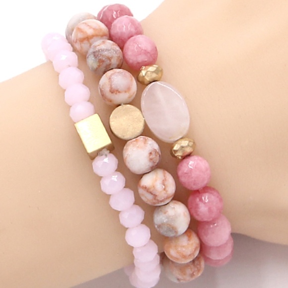 Jewelry - Pink Stone Stacked Bracelet